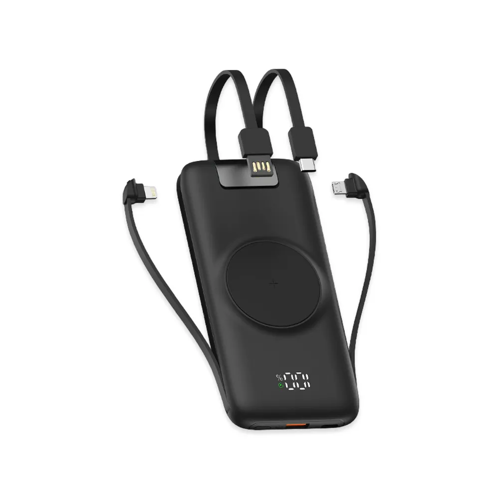 10000mAh Powerbank with built-in Cables
