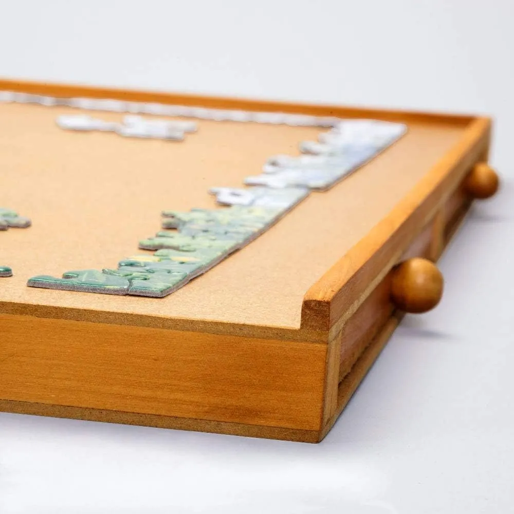 1500 Pieces Wooden Puzzle Plateau-Smooth Fiberboard Work Surface with Four Sliding Drawers
