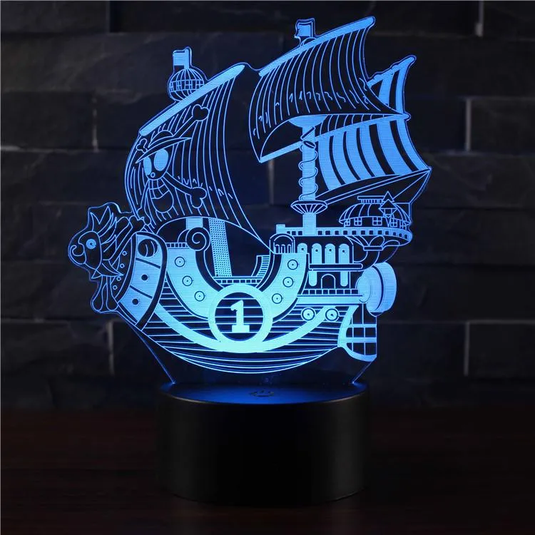 16 Colors Remote 3D LED Night Light Sailboat Action Figure 7 Colors Touch Optical Illusion Table Lamp