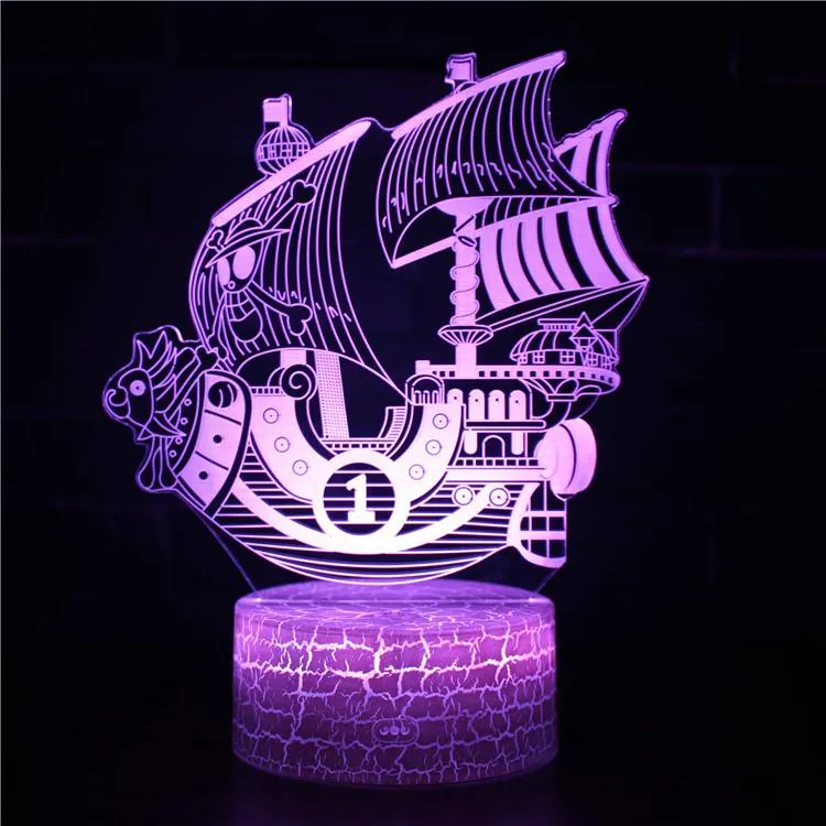 16 Colors Remote 3D LED Night Light Sailboat Action Figure 7 Colors Touch Optical Illusion Table Lamp