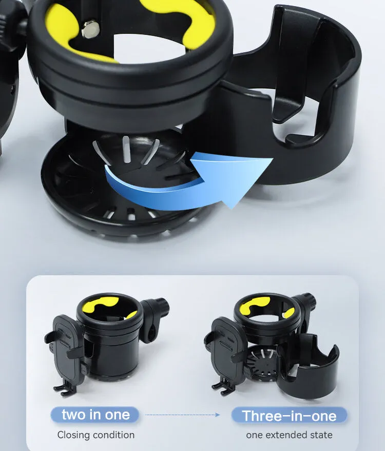 3-in-1 Baby Stroller Cup Holder with Mobile Phone Mount Support Universal Bike Motorcycle Bicycle