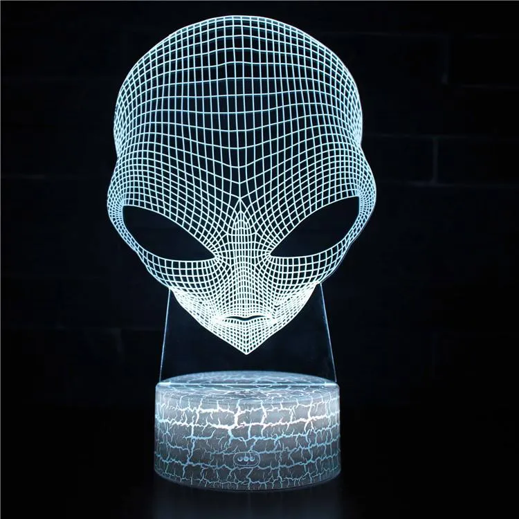 3D LED Night Light Big Eyes Planets Alien Action Figure 7 Colors Touch Optical Illusion Table Lamp Home Decoration Model