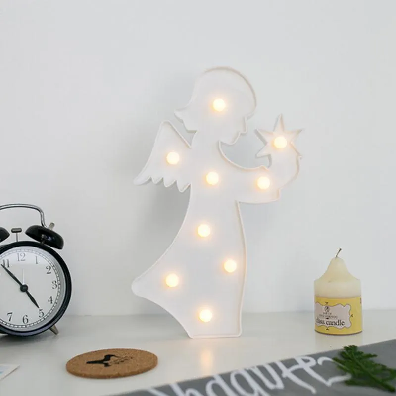 3D LED Night Lights Angel Shape Table Lamp Gifts for Kids Christmas Party Room Decor