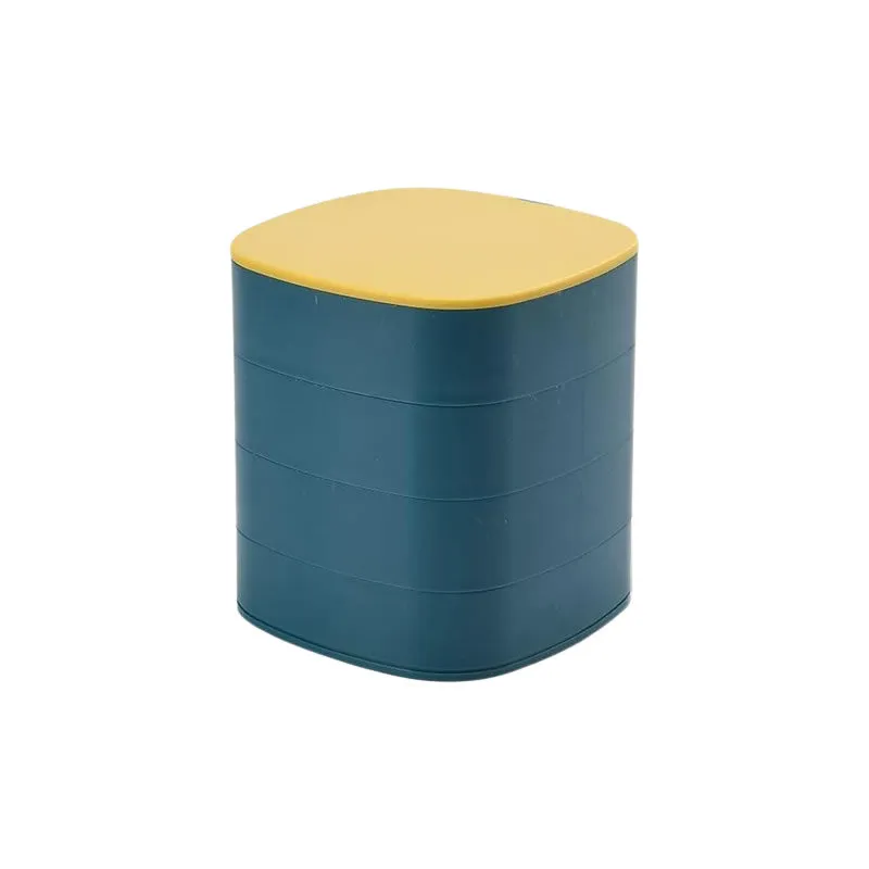 4-Layers 360 Degree Rotating Jewelry Storage Box With Mirror Eo-2 Blue