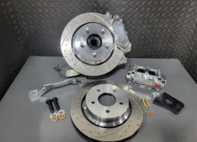 4 Piston Pro Street Dimpled and Slotted Front Brake Kit 2015-20 Mustang GT350