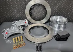 4 Piston Pro Street Dimpled and Slotted Front Brake Kit 2015-24 Mustang