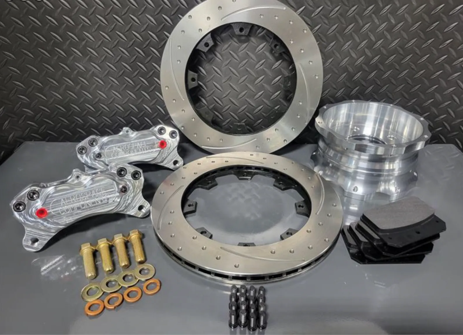 4 Piston Pro Street Dimpled and Slotted Front Brake Kit 2015-24 Mustang