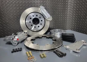 4 Piston Pro Street Front Dimpled, Slotted, Brake Kit 05-14 Mustang (Hat Style)
