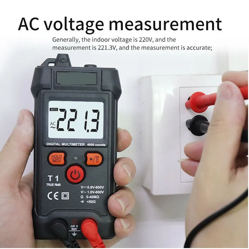 4000 Counts Pocket Smart Digital Multimeter With Flashlight Tester And Ncv