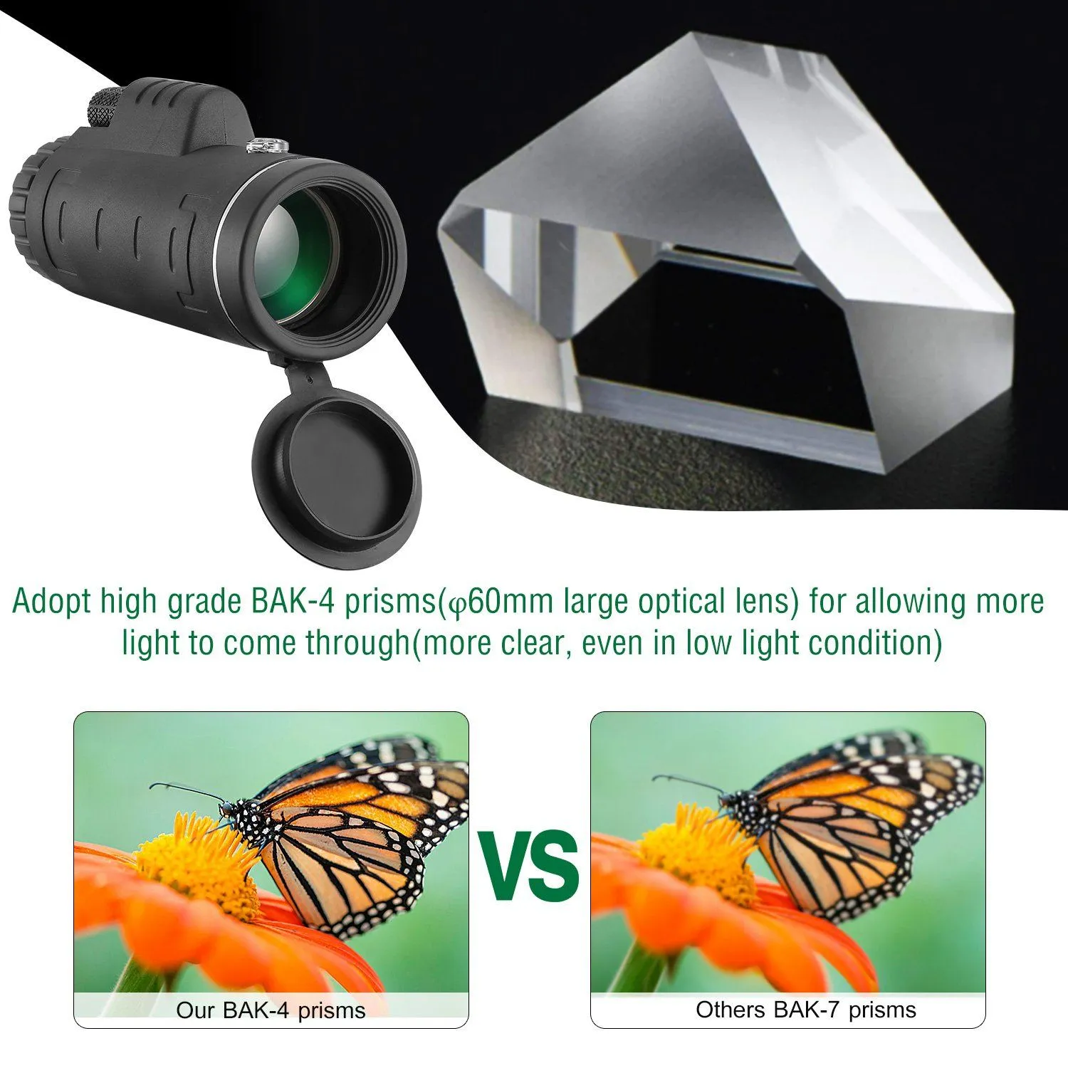 40x60 HD Optical Monocular Telescope with FMC Lens