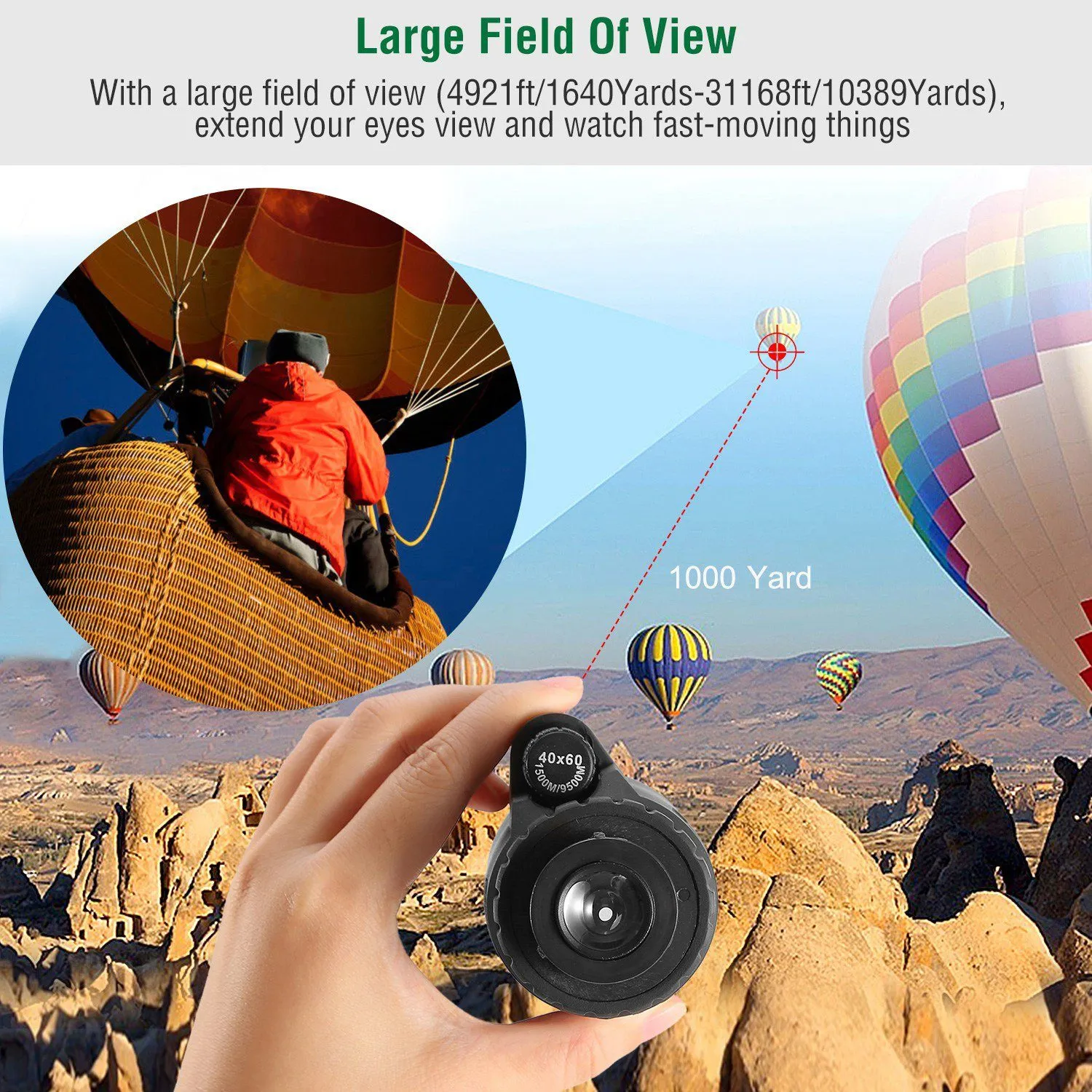 40x60 HD Optical Monocular Telescope with FMC Lens