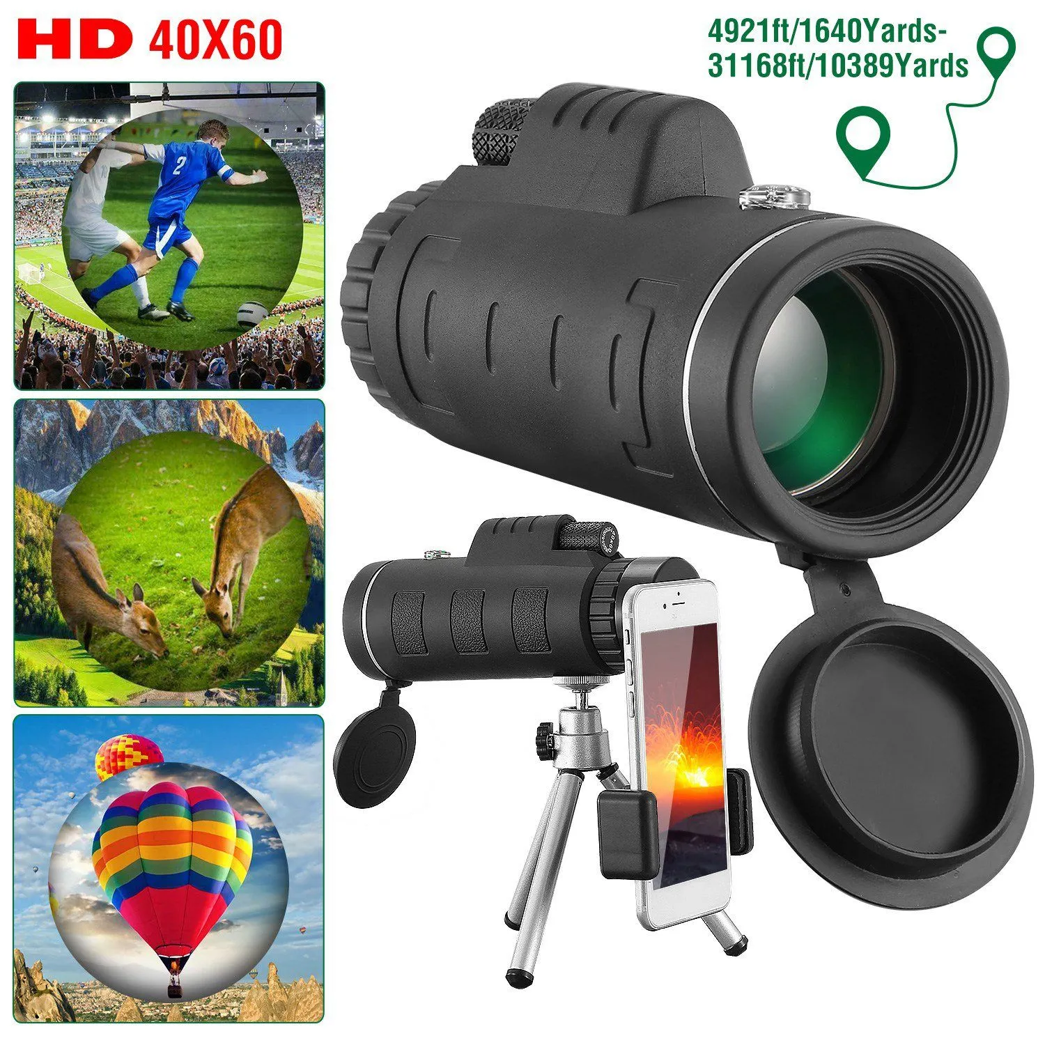 40x60 HD Optical Monocular Telescope with FMC Lens