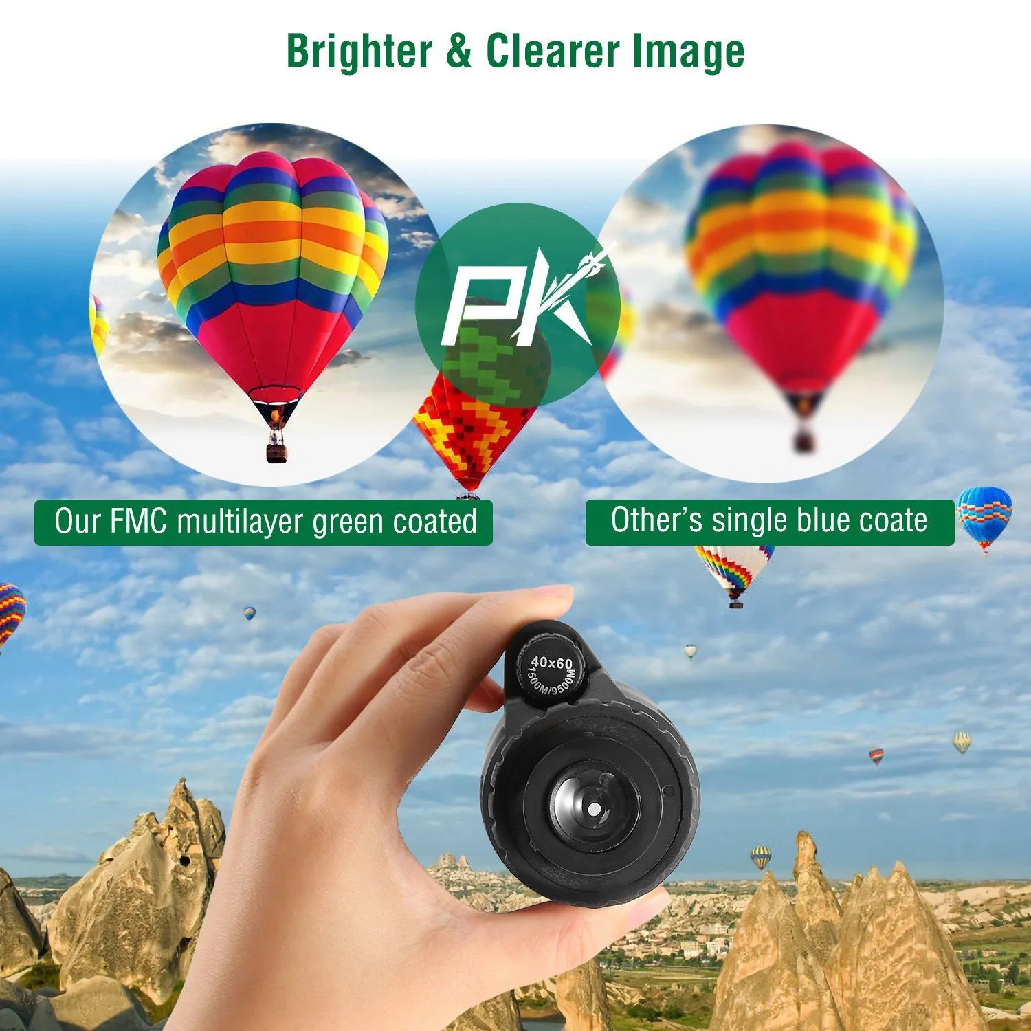 40x60 HD Optical Monocular Telescope with FMC Lens