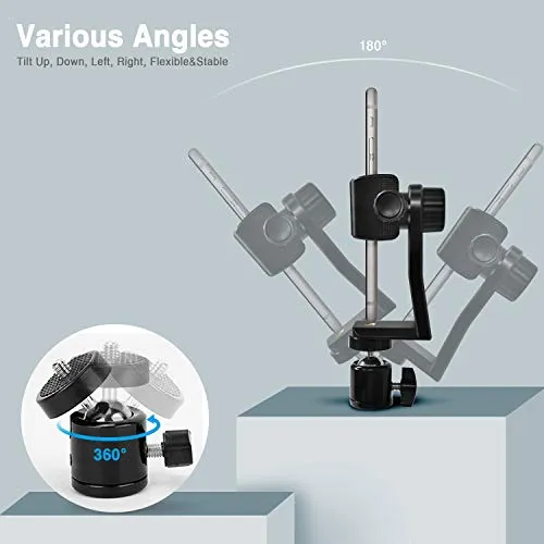 6amLifestyle Cell Phone Tripod Mount Adapter with Tripod Ball Head 360° Rotatable for Universal Smartphone Samsung Galaxy iPhone Holder for Tripod Selfie Stick Monopod Etc