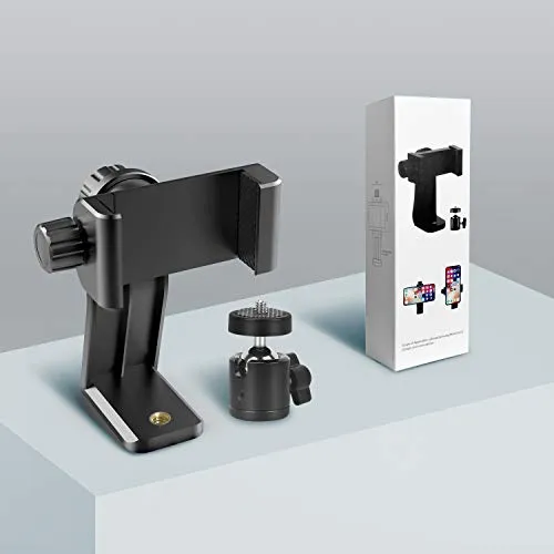 6amLifestyle Cell Phone Tripod Mount Adapter with Tripod Ball Head 360° Rotatable for Universal Smartphone Samsung Galaxy iPhone Holder for Tripod Selfie Stick Monopod Etc