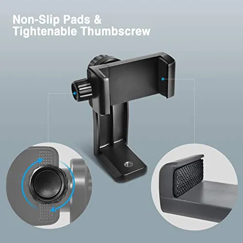 6amLifestyle Cell Phone Tripod Mount Adapter with Tripod Ball Head 360° Rotatable for Universal Smartphone Samsung Galaxy iPhone Holder for Tripod Selfie Stick Monopod Etc