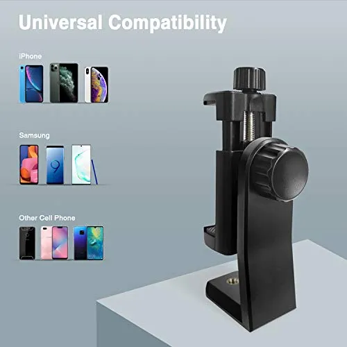 6amLifestyle Cell Phone Tripod Mount Adapter with Tripod Ball Head 360° Rotatable for Universal Smartphone Samsung Galaxy iPhone Holder for Tripod Selfie Stick Monopod Etc