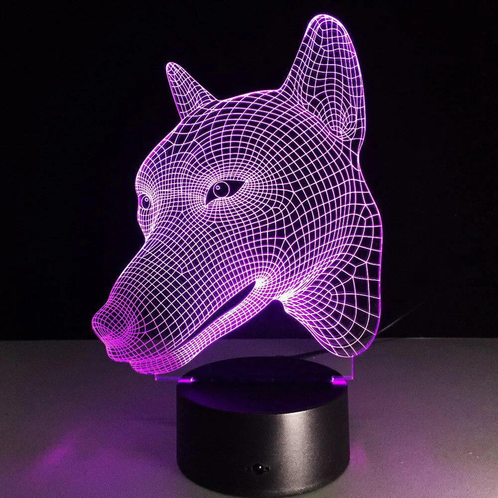 7 Color Lamp 3d Dog Visual Led Night Lights For Kids Touch Usb Table Lampe Baby Sleeping Nightlight