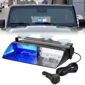 8 Inch 16 Leds Windshield Hazard Blue White Strobe Light
