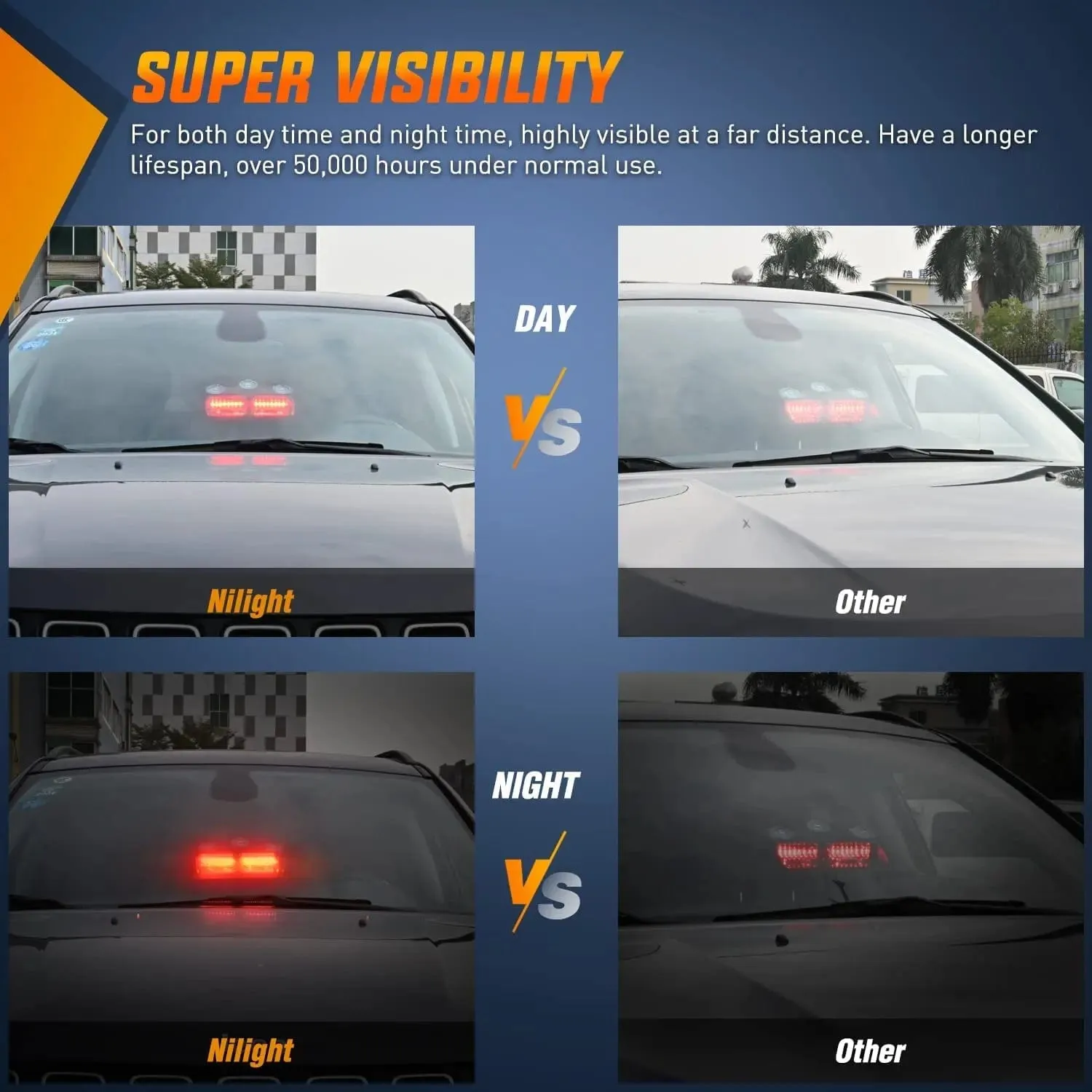 8 Inch 16 Leds Windshield Hazard Red Strobe Light