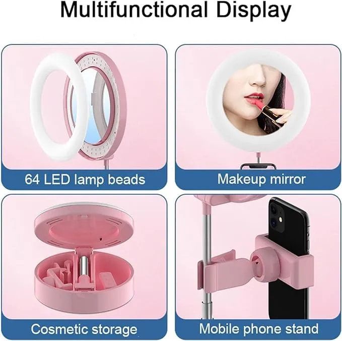 AADCART LED Dressing Table Round Selfie Mirror for Makeup | Light Ring Lamp Adjustable with Mobile Holder for Photography | for Outdoor, Function, Marriage