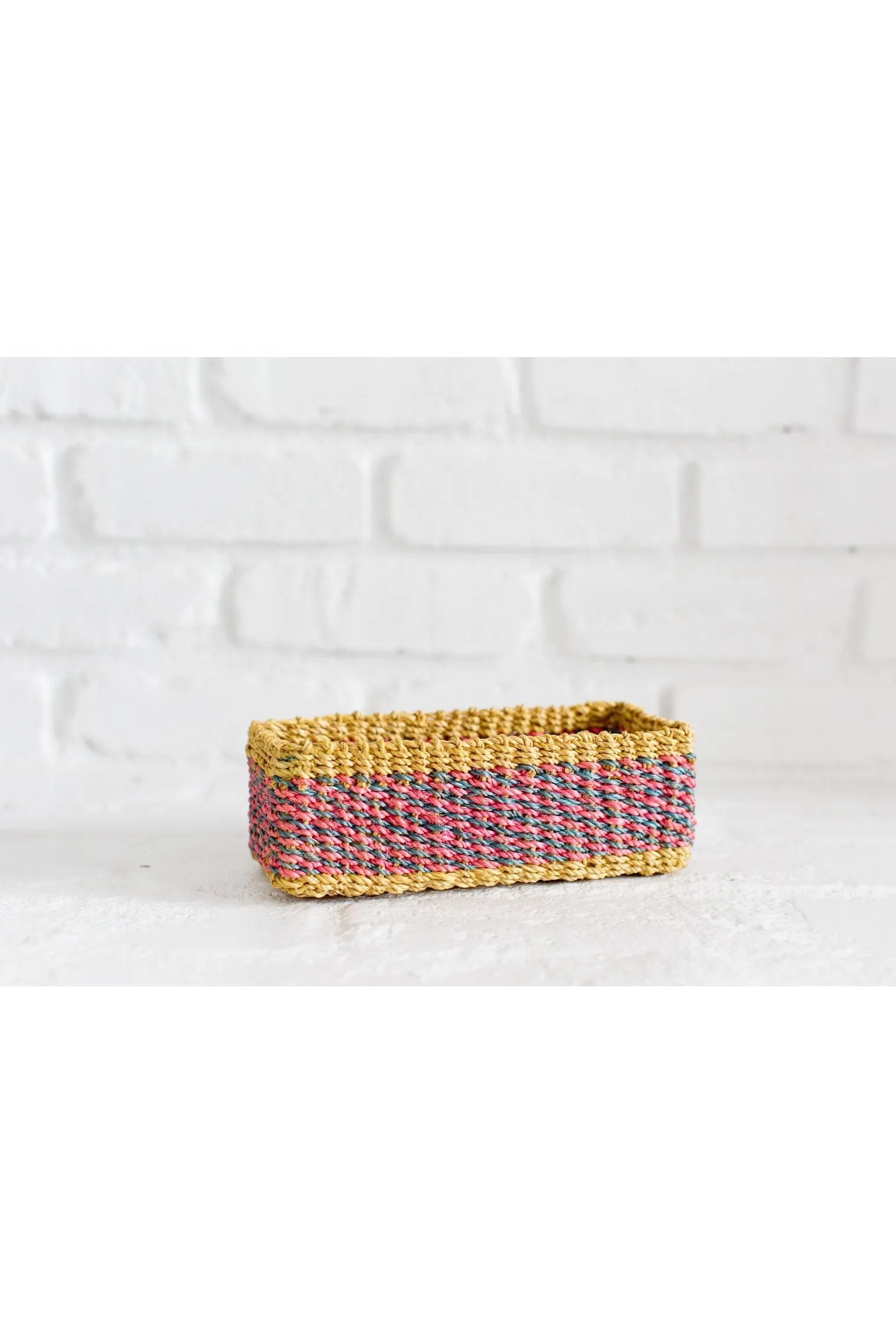 Abaca Storage Tray | Yellow   Pink | Blue
