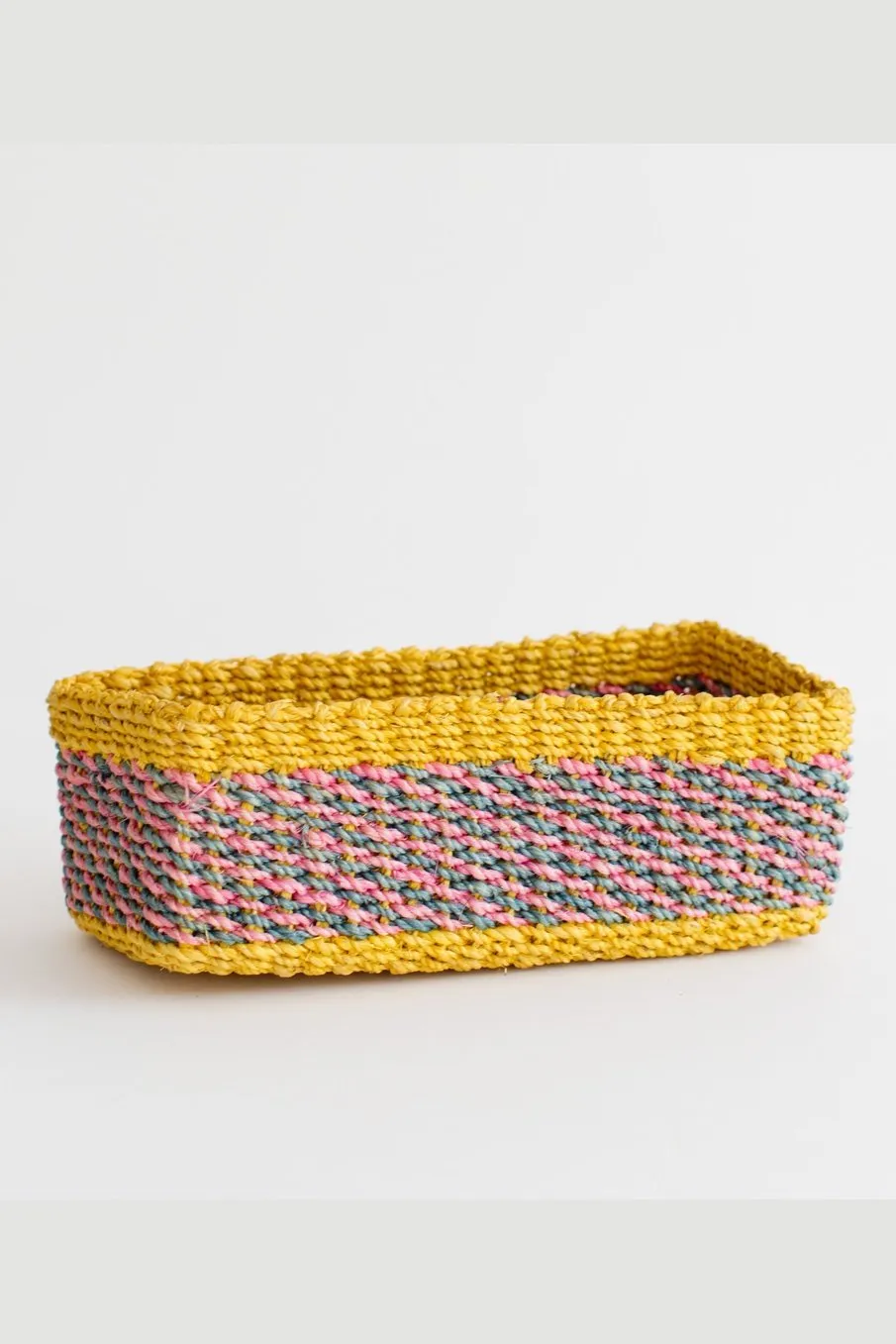 Abaca Storage Tray | Yellow   Pink | Blue