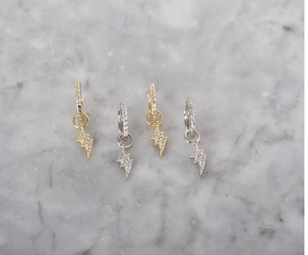 ADIRFINE 925 Sterling Silver Lightning Bolt Huggie Hoop Earrings