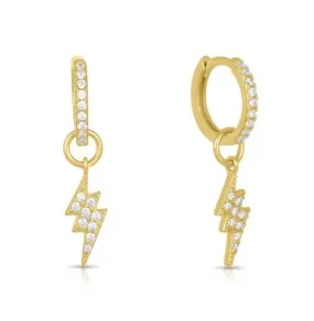 ADIRFINE 925 Sterling Silver Lightning Bolt Huggie Hoop Earrings