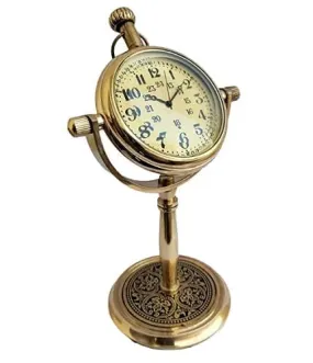 AGS Nautical HANDICRAFTS Antique Style Brass Table Clock for Home Study Living Room and Office Living Room Decor (Brass)
