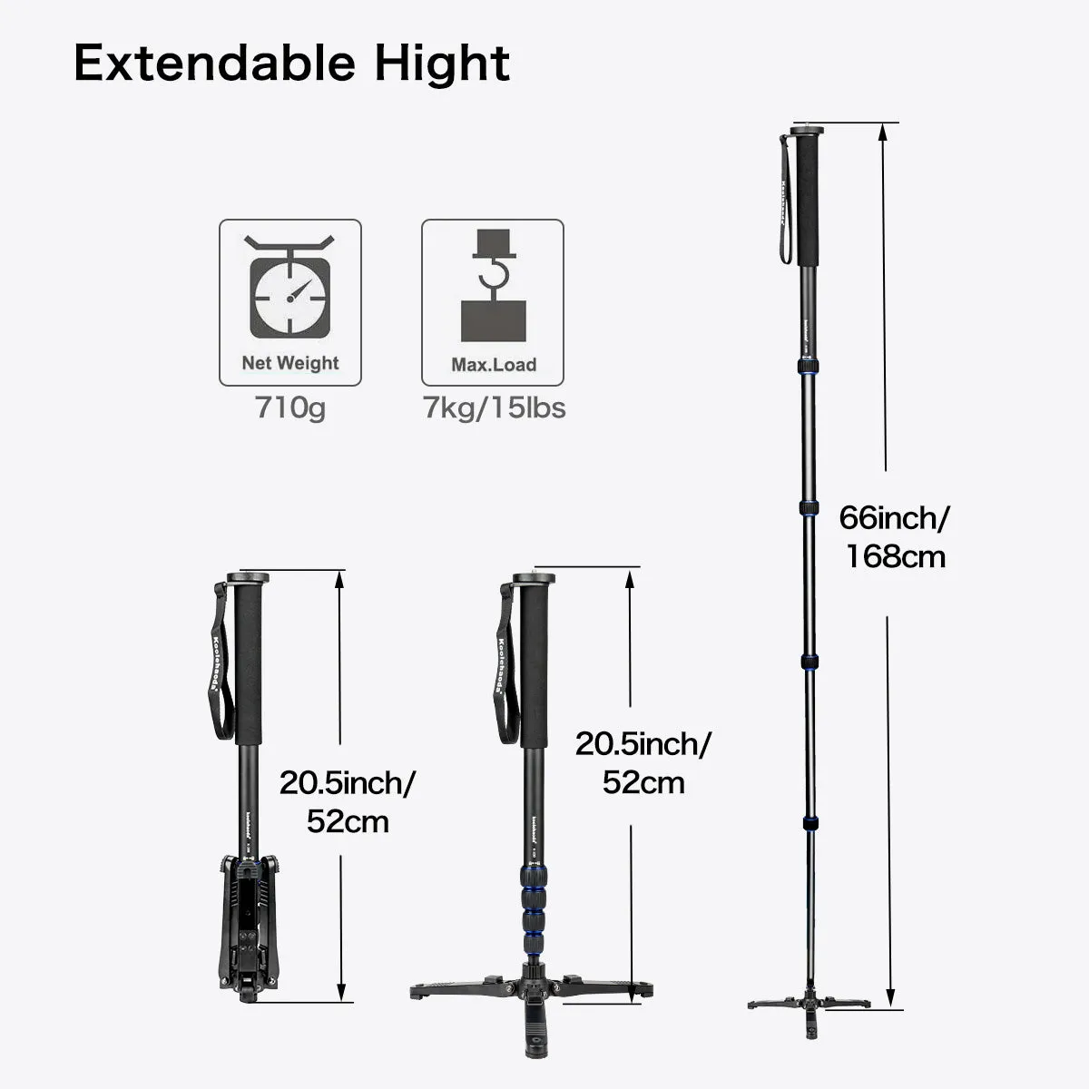 Aluminium Monopod,Camera Monopod with Folding Support Stand