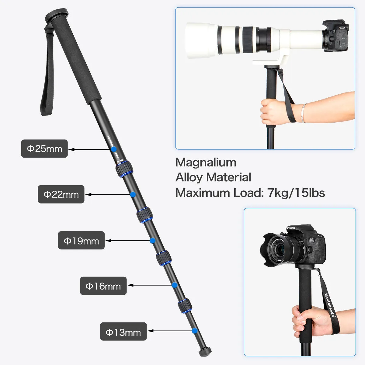 Aluminium Monopod,Camera Monopod with Folding Support Stand