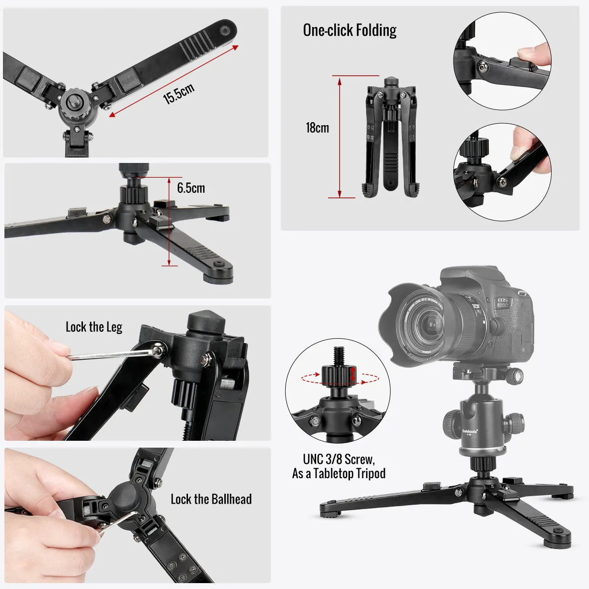 Aluminium Monopod,Camera Monopod with Folding Support Stand