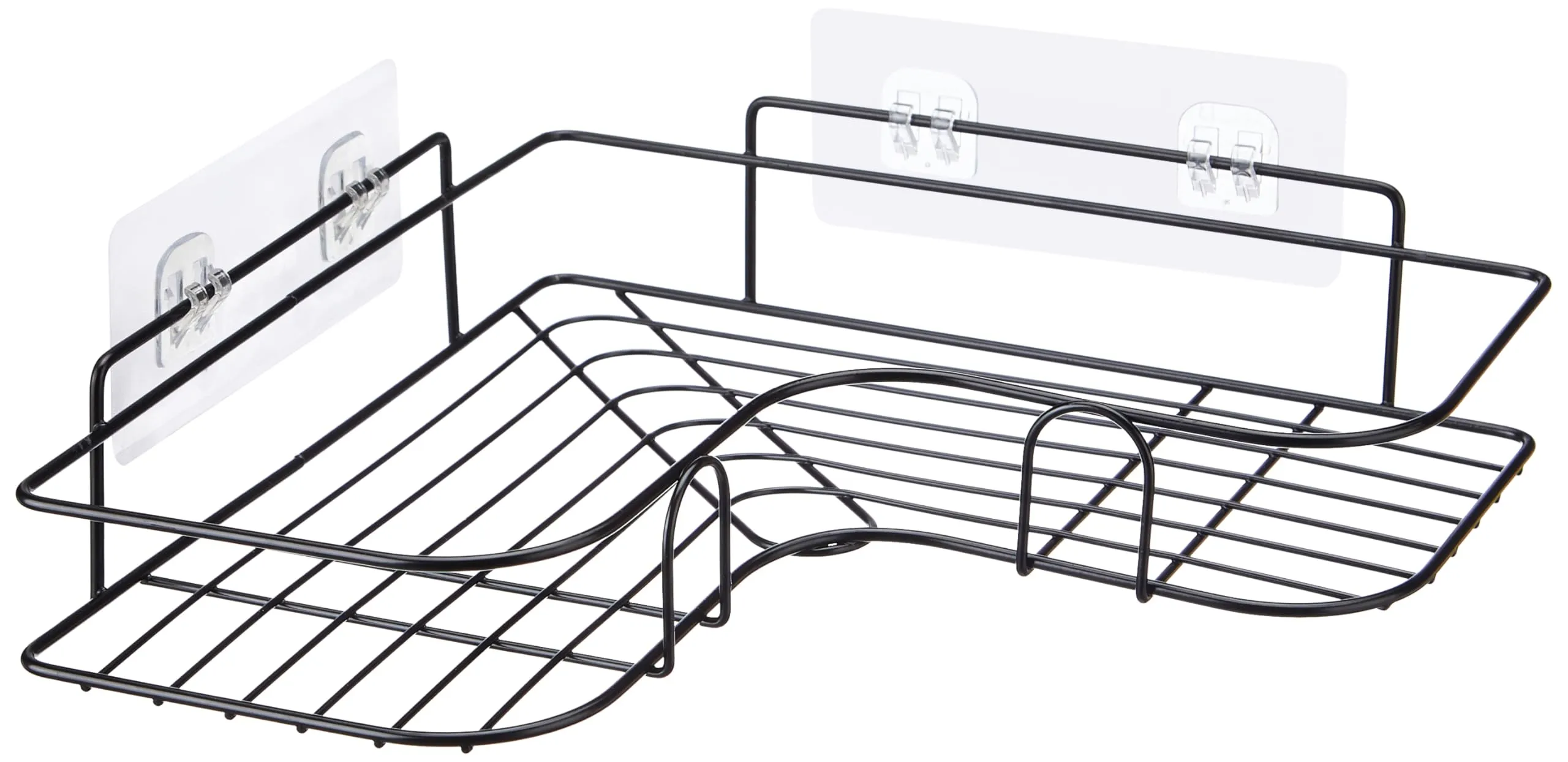 Amazon Basics Self-Adhesive Organizer for Bathroom and Kitchen, Wall Mount, Powder-Coated, Pack of 2