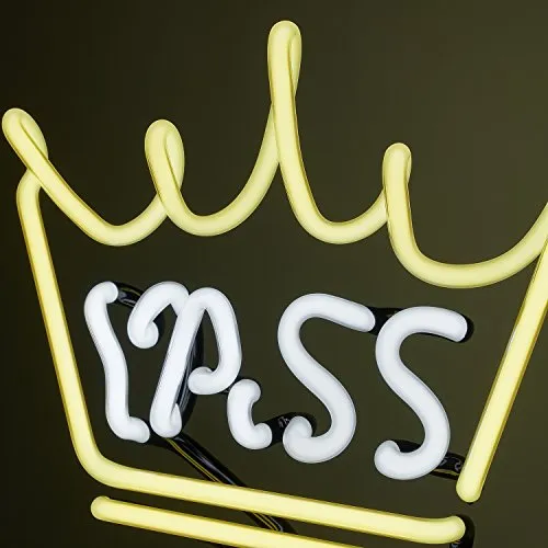 Amped & Co Yass Queen Neon Light Novelty Desk Lamp Large 11.3x9.75 White Glow