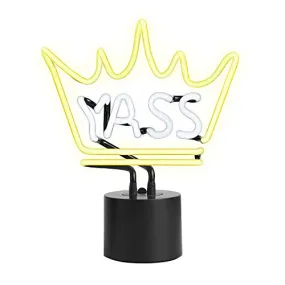 Amped & Co Yass Queen Neon Light Novelty Desk Lamp Large 11.3x9.75 White Glow