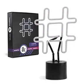 Amped Co Hashtag Neon Desk Light 8x13 Real Neon Bedroom Wall Decor White