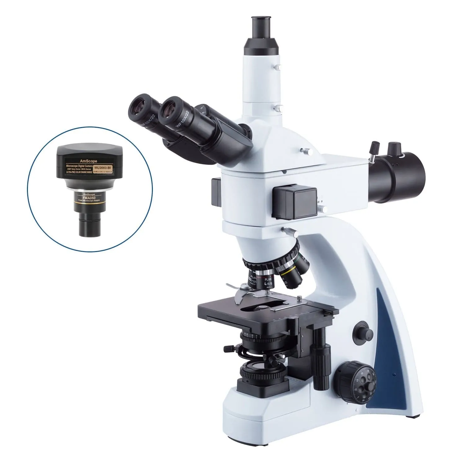 AmScope T670 Series Fluorescence Trinocular Compound Microscope With Blue-band LED