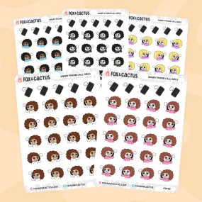 Angry Phone Call Kawaii Girl Stickers