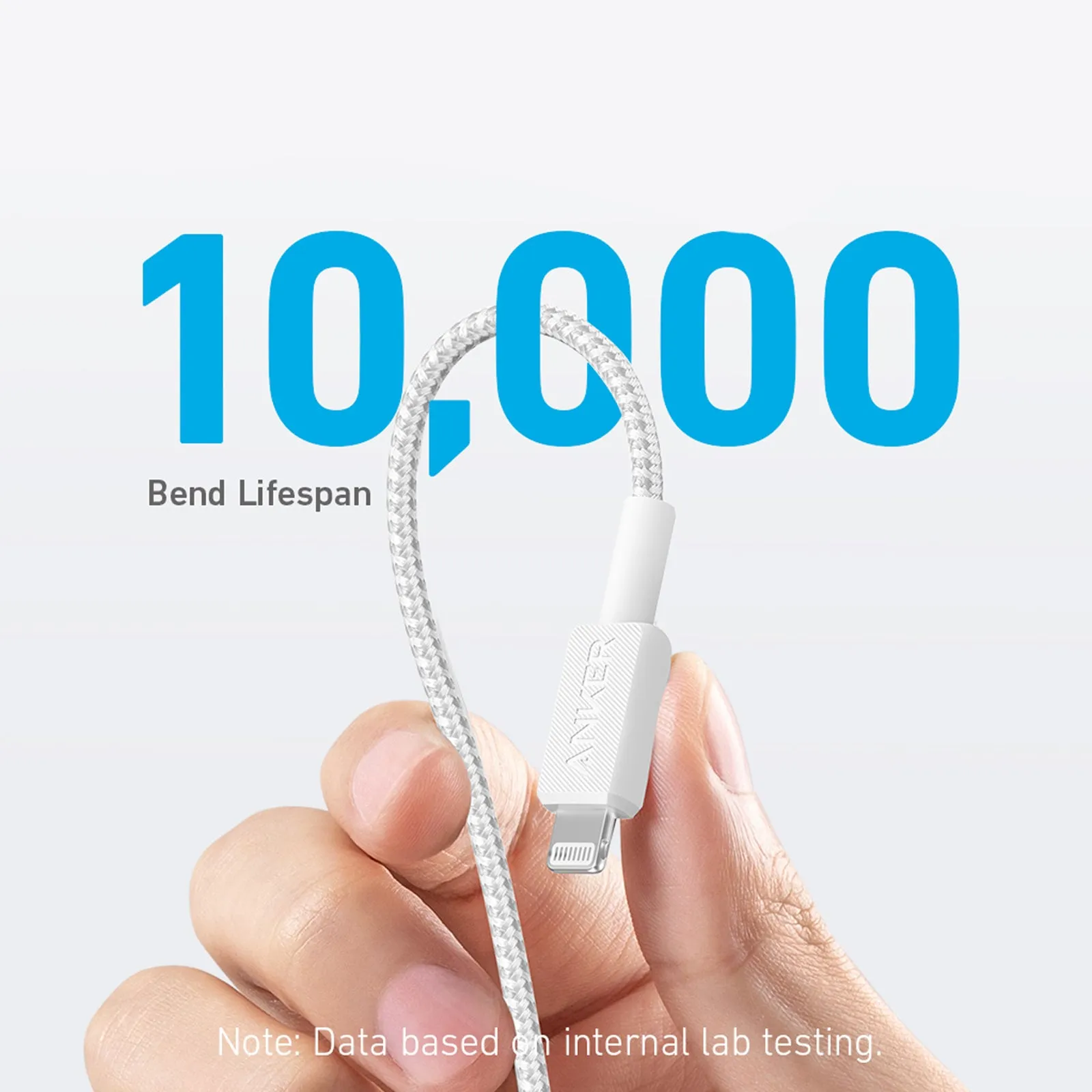 Anker 322 Braided USB-C To Lightning 3' Cable - White