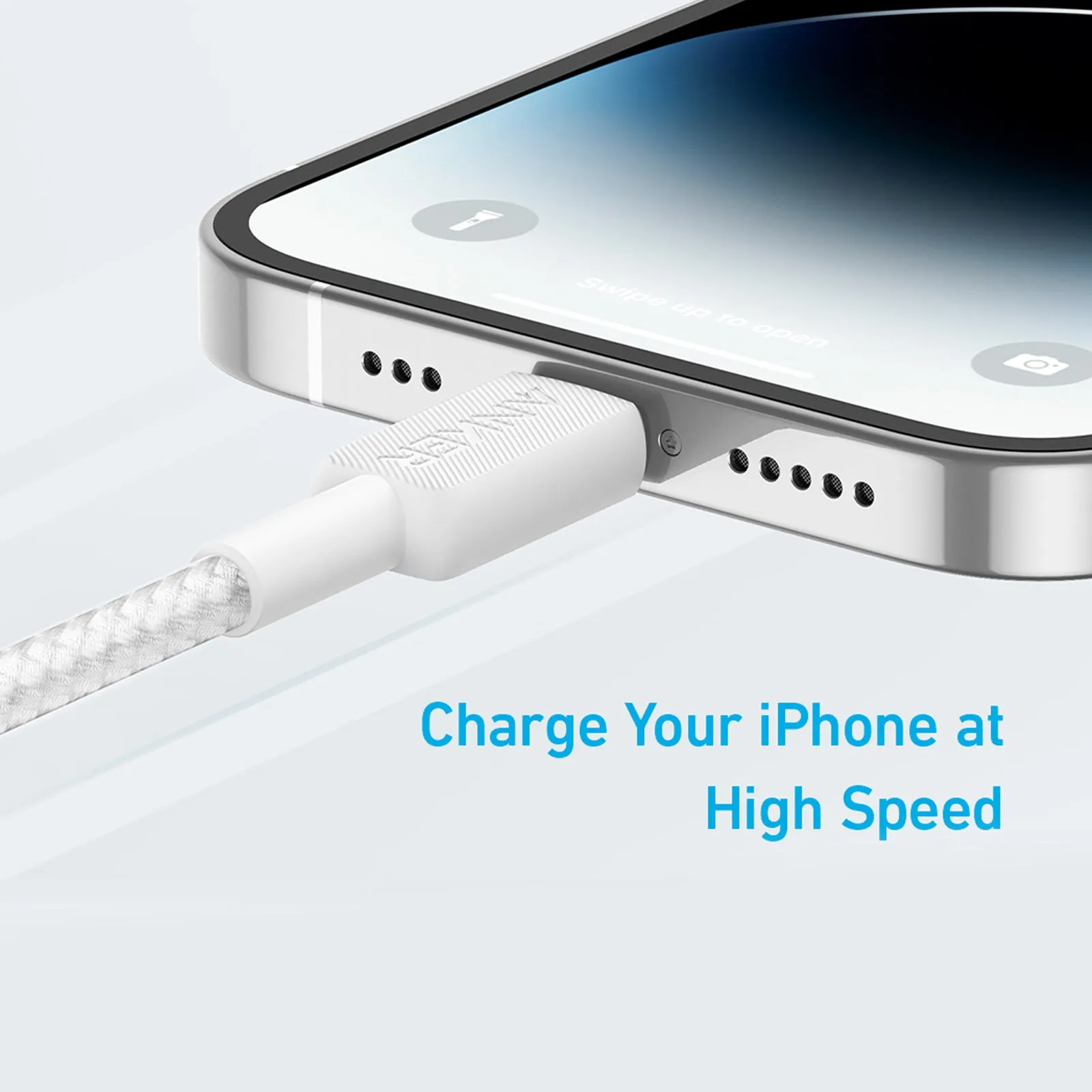 Anker 322 Braided USB-C To Lightning 3' Cable - White
