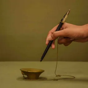 Babu Moshai Pen with Stand | Brass Desk Organizer | Elegant Desk Utility Set