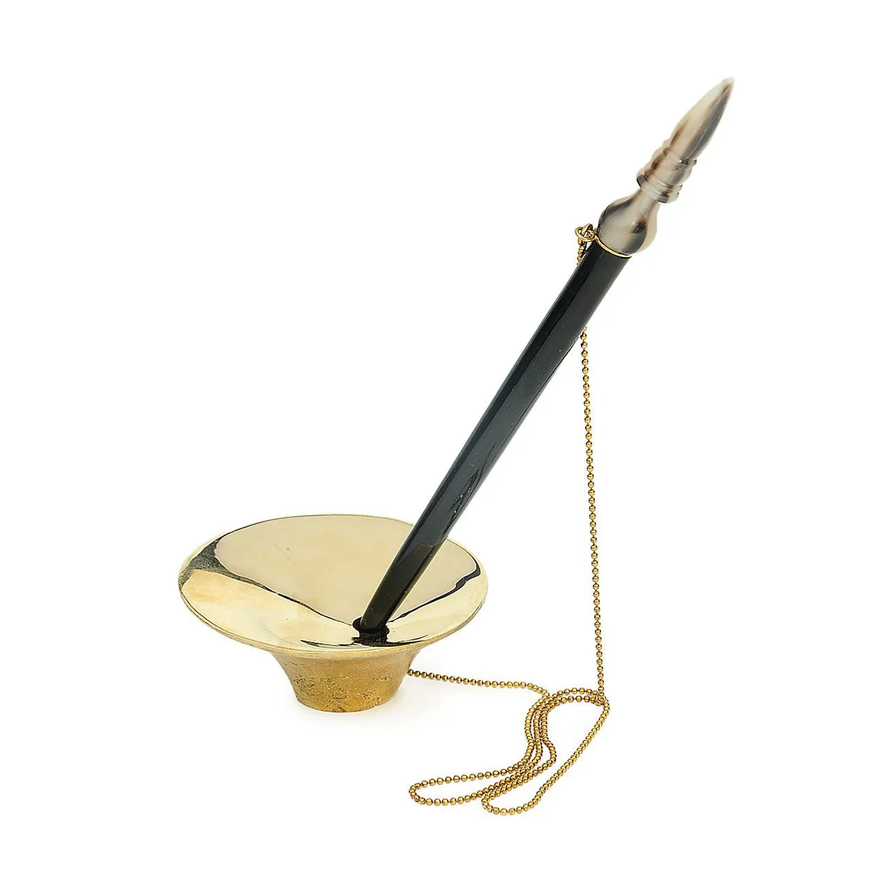 Babu Moshai Pen with Stand | Brass Desk Organizer | Elegant Desk Utility Set