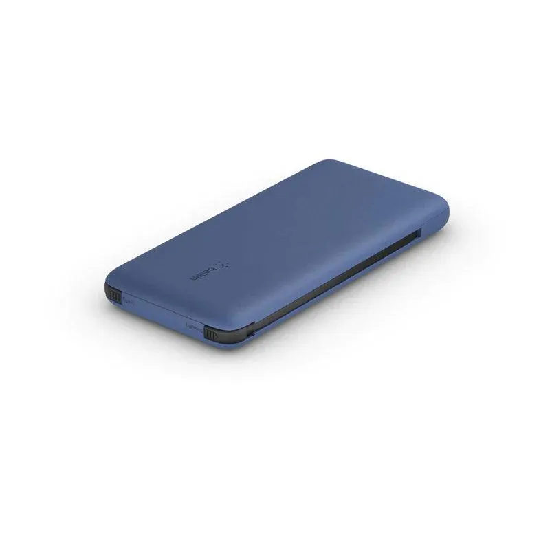 Belkin 10,000 mAh USB C Power Bank with Integrated Cables - Black & Blue