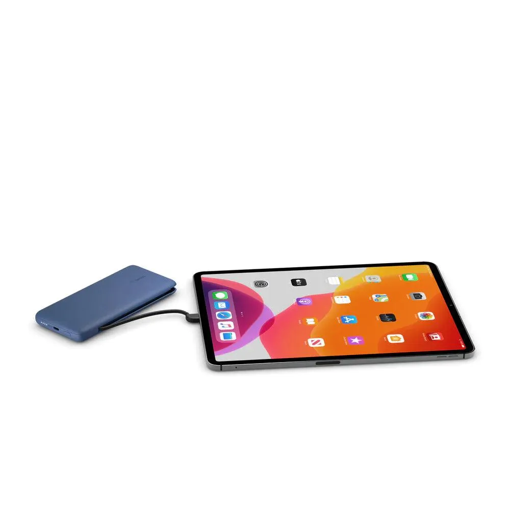 Belkin 10,000 mAh USB C Power Bank with Integrated Cables - Black & Blue