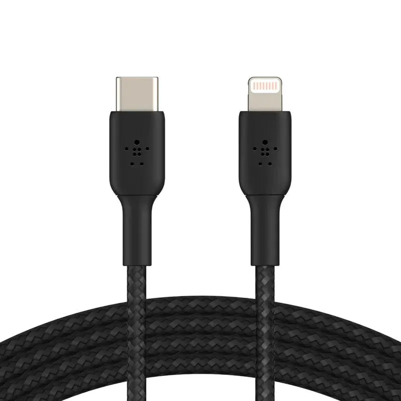 Belkin BOOST CHARGE USB C to Lightning Cable Speed & Durability - Black & White