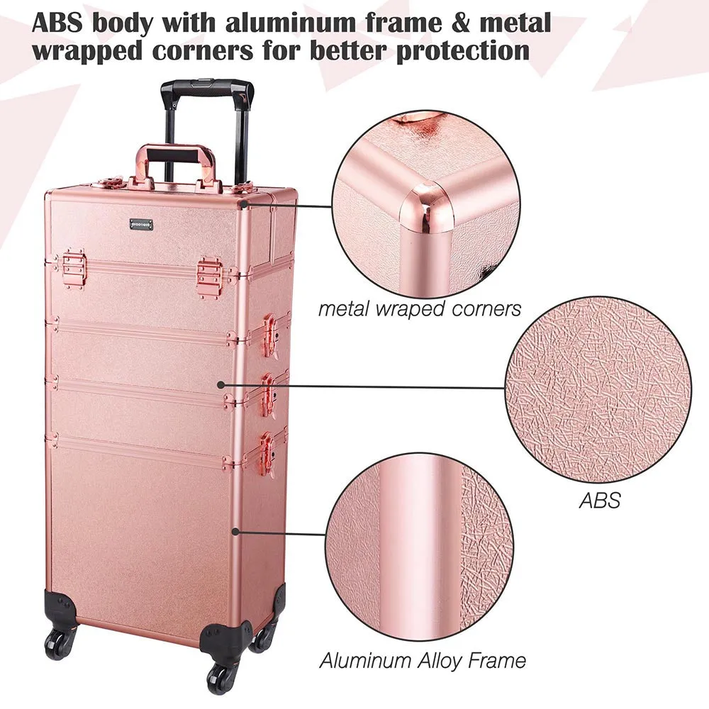 Byootique 4in1 Pink Rolling Makeup Case on 4-wheel