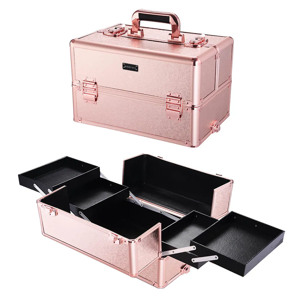 Byootique 4in1 Pink Rolling Makeup Case on 4-wheel