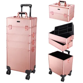 Byootique 4in1 Pink Rolling Makeup Case on 4-wheel