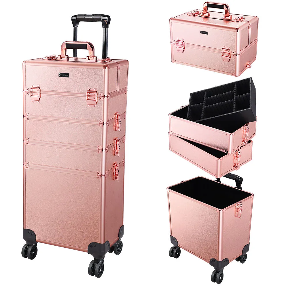 Byootique 4in1 Pink Rolling Makeup Case on 4-wheel